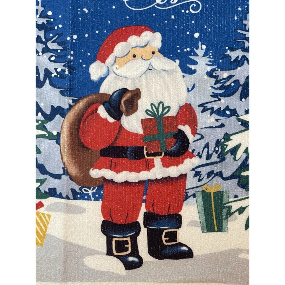 Lot of 2 Merry Christmas Kitchen Towels Santa Red Truck Barn Holiday Decor - Picture 6 of 11